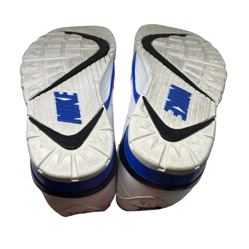 Nike Air Men White Blue Leather Athletic‎ Training Sneakers Shoes Size 7 US